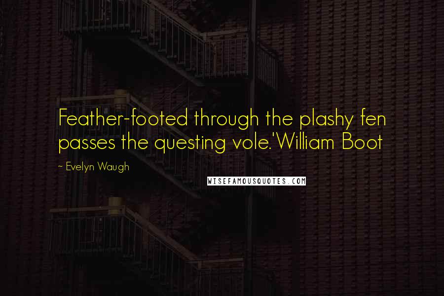 Evelyn Waugh Quotes: Feather-footed through the plashy fen passes the questing vole.'William Boot