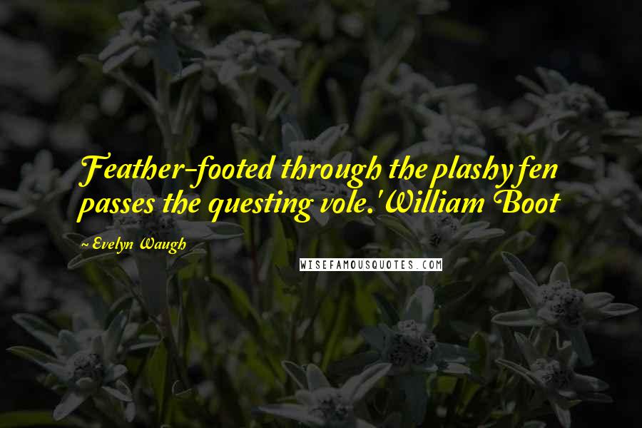 Evelyn Waugh Quotes: Feather-footed through the plashy fen passes the questing vole.'William Boot