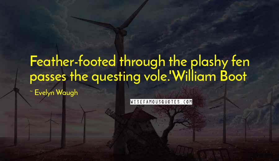 Evelyn Waugh Quotes: Feather-footed through the plashy fen passes the questing vole.'William Boot