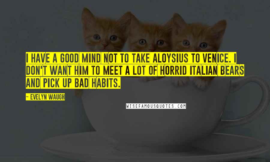 Evelyn Waugh Quotes: I have a good mind not to take Aloysius to Venice. I don't want him to meet a lot of horrid Italian bears and pick up bad habits.