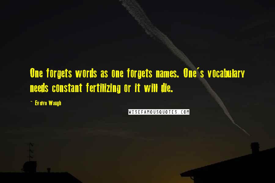 Evelyn Waugh Quotes: One forgets words as one forgets names. One's vocabulary needs constant fertilizing or it will die.