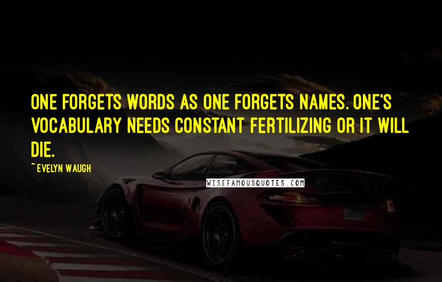 Evelyn Waugh Quotes: One forgets words as one forgets names. One's vocabulary needs constant fertilizing or it will die.
