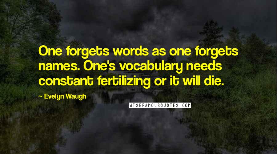 Evelyn Waugh Quotes: One forgets words as one forgets names. One's vocabulary needs constant fertilizing or it will die.