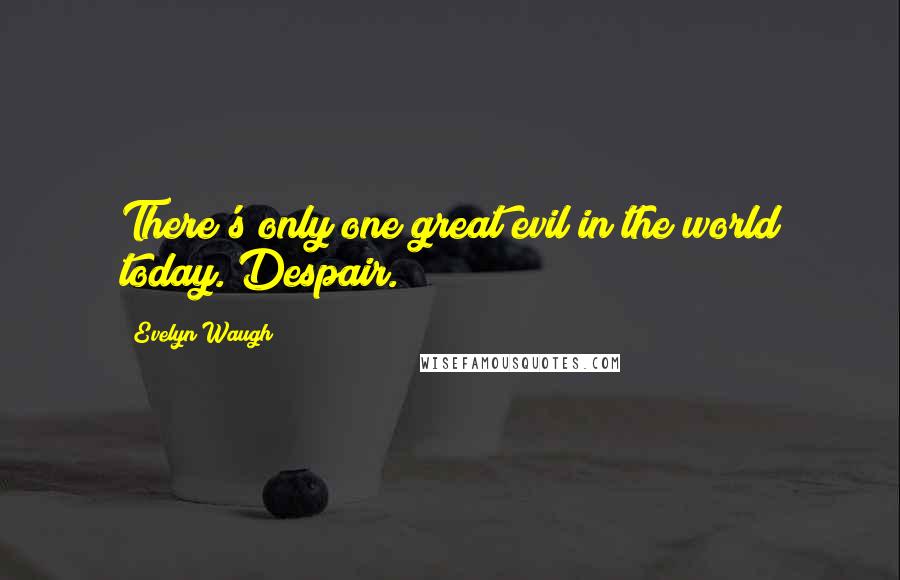 Evelyn Waugh Quotes: There's only one great evil in the world today. Despair.