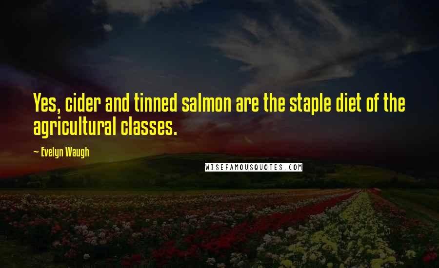Evelyn Waugh Quotes: Yes, cider and tinned salmon are the staple diet of the agricultural classes.