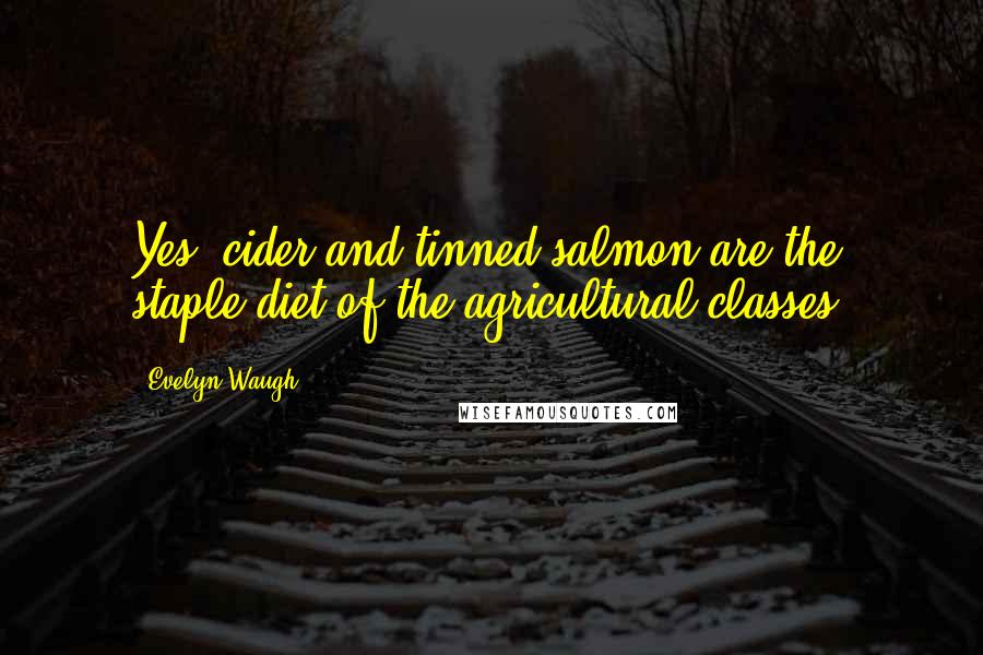 Evelyn Waugh Quotes: Yes, cider and tinned salmon are the staple diet of the agricultural classes.