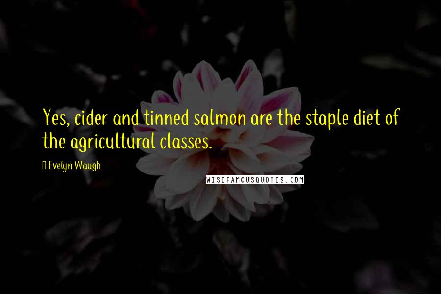 Evelyn Waugh Quotes: Yes, cider and tinned salmon are the staple diet of the agricultural classes.