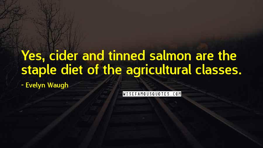 Evelyn Waugh Quotes: Yes, cider and tinned salmon are the staple diet of the agricultural classes.