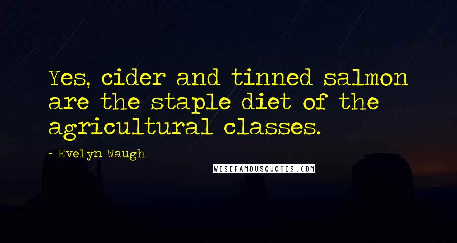 Evelyn Waugh Quotes: Yes, cider and tinned salmon are the staple diet of the agricultural classes.