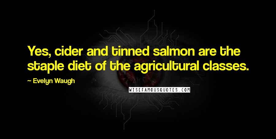 Evelyn Waugh Quotes: Yes, cider and tinned salmon are the staple diet of the agricultural classes.