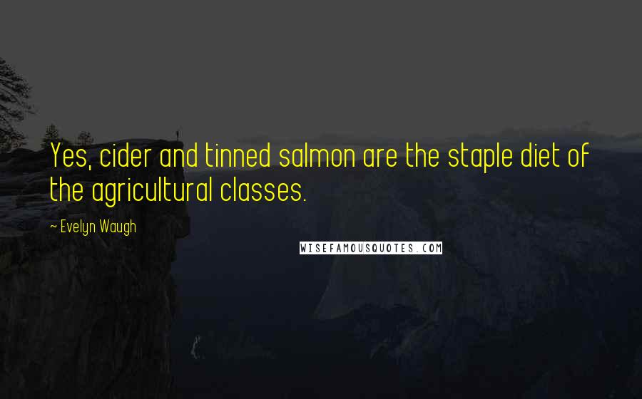 Evelyn Waugh Quotes: Yes, cider and tinned salmon are the staple diet of the agricultural classes.