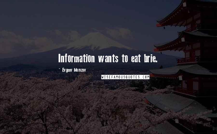 Evgeny Morozov Quotes: Information wants to eat brie.