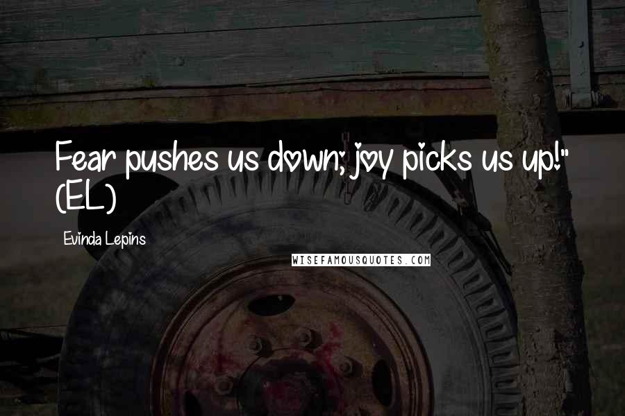 Evinda Lepins Quotes: Fear pushes us down; joy picks us up!" (EL)