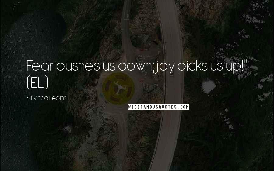 Evinda Lepins Quotes: Fear pushes us down; joy picks us up!" (EL)