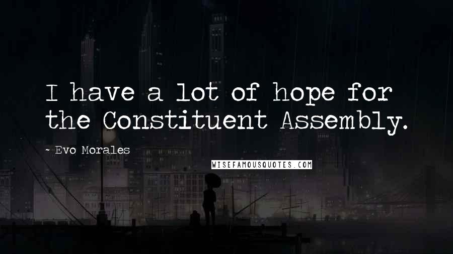 Evo Morales Quotes: I have a lot of hope for the Constituent Assembly.