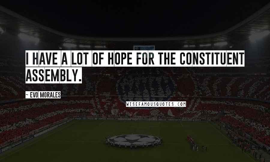 Evo Morales Quotes: I have a lot of hope for the Constituent Assembly.
