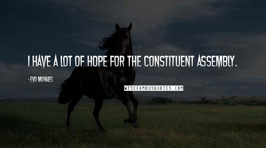Evo Morales Quotes: I have a lot of hope for the Constituent Assembly.