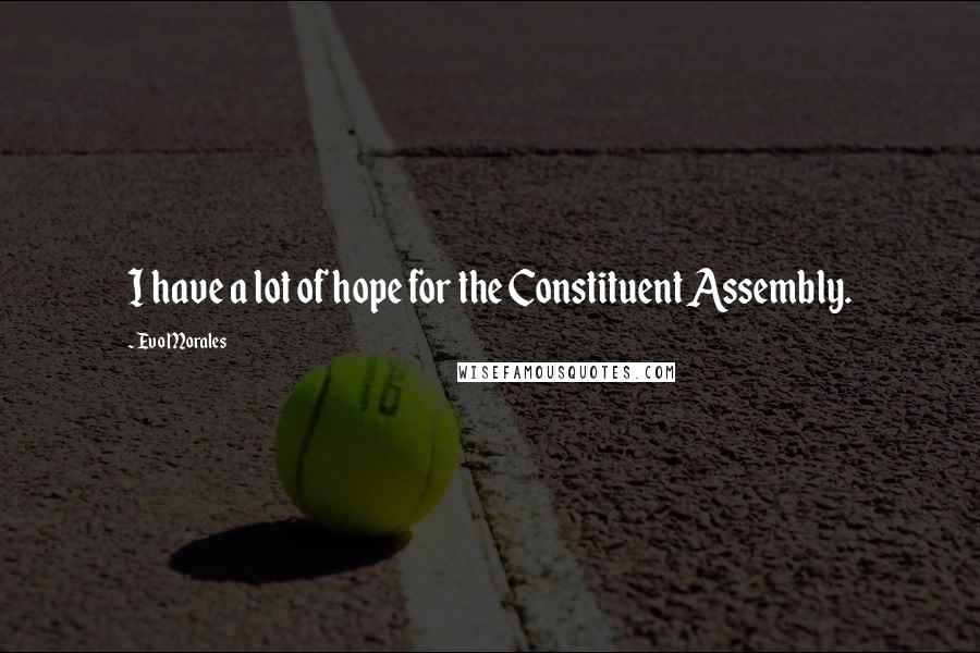 Evo Morales Quotes: I have a lot of hope for the Constituent Assembly.