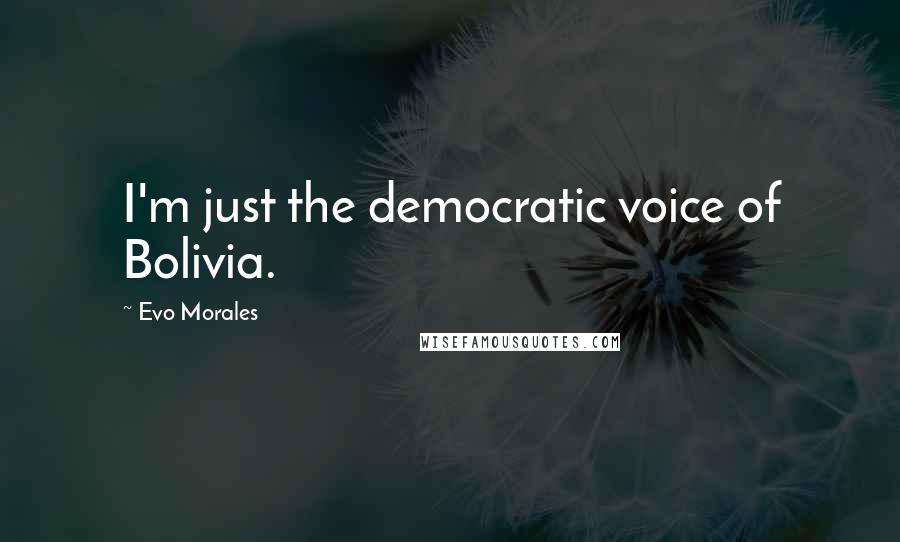 Evo Morales Quotes: I'm just the democratic voice of Bolivia.