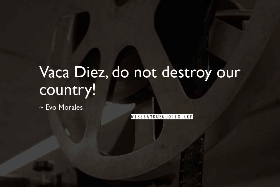 Evo Morales Quotes: Vaca Diez, do not destroy our country!