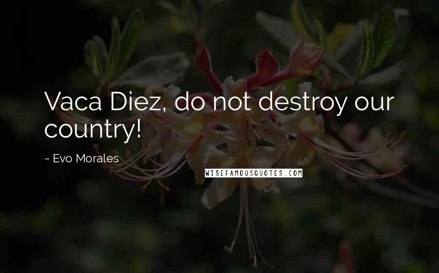 Evo Morales Quotes: Vaca Diez, do not destroy our country!