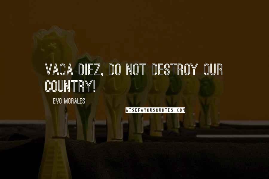 Evo Morales Quotes: Vaca Diez, do not destroy our country!