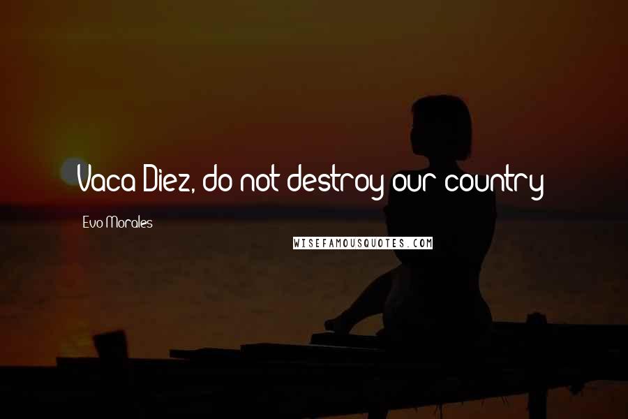 Evo Morales Quotes: Vaca Diez, do not destroy our country!