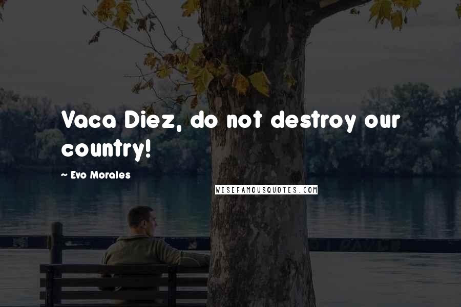 Evo Morales Quotes: Vaca Diez, do not destroy our country!