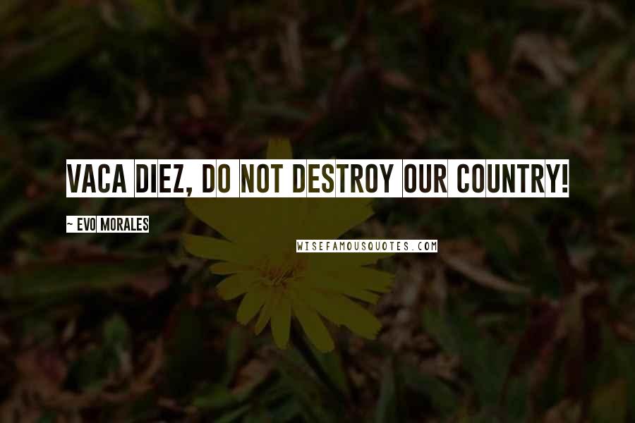 Evo Morales Quotes: Vaca Diez, do not destroy our country!