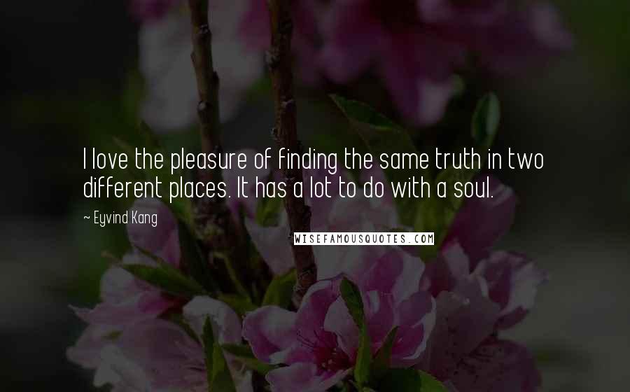 Eyvind Kang Quotes: I love the pleasure of finding the same truth in two different places. It has a lot to do with a soul.