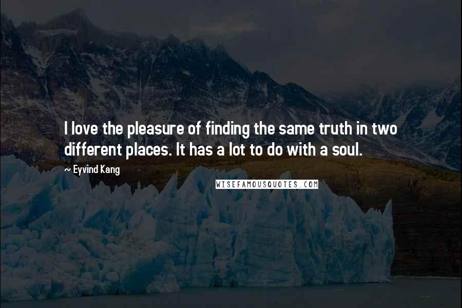 Eyvind Kang Quotes: I love the pleasure of finding the same truth in two different places. It has a lot to do with a soul.