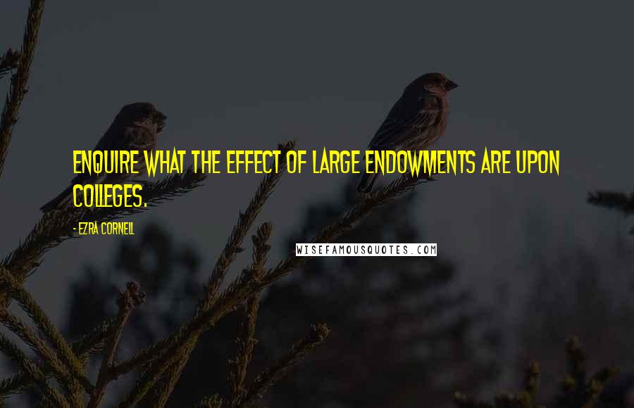 Ezra Cornell Quotes: Enquire what the effect of large endowments are upon colleges.