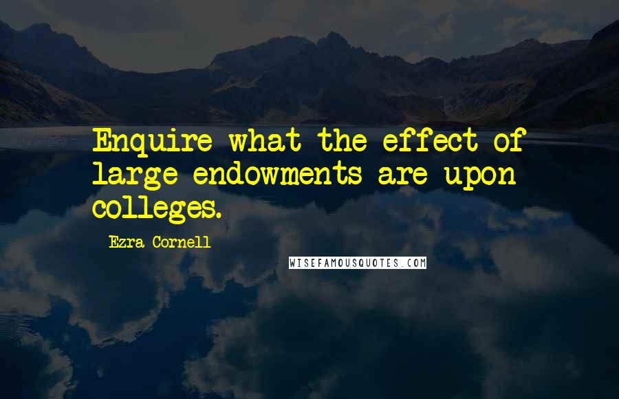 Ezra Cornell Quotes: Enquire what the effect of large endowments are upon colleges.