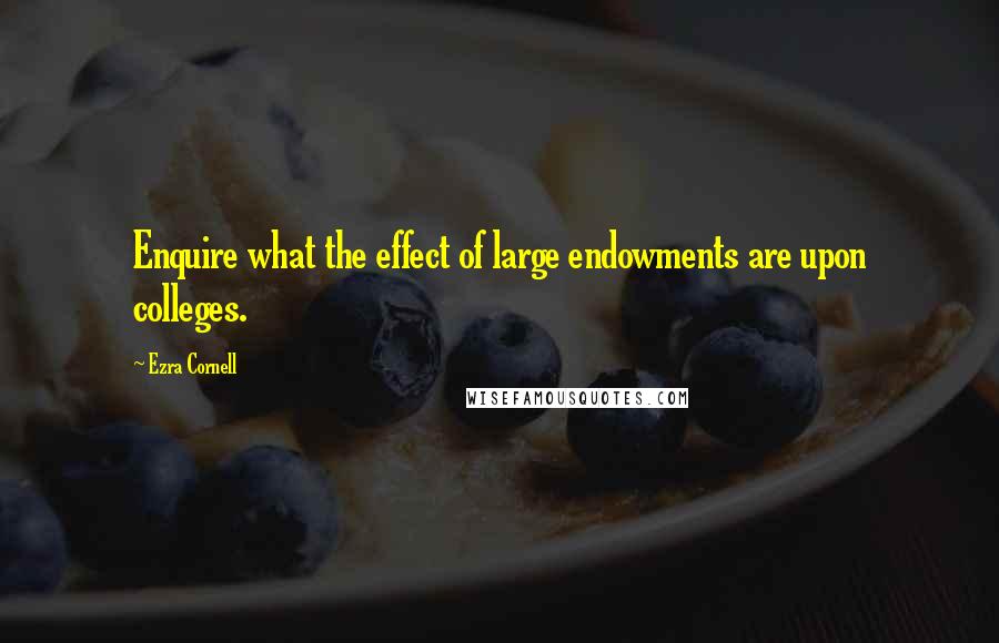 Ezra Cornell Quotes: Enquire what the effect of large endowments are upon colleges.