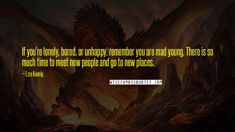 Ezra Koenig Quotes: If you're lonely, bored, or unhappy, remember you are mad young. There is so much time to meet new people and go to new places.