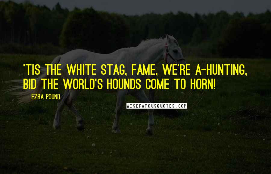 Ezra Pound Quotes: 'Tis the white stag, Fame, we're a-hunting, bid the world's hounds come to horn!