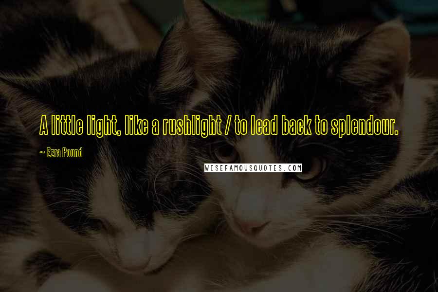 Ezra Pound Quotes: A little light, like a rushlight / to lead back to splendour.