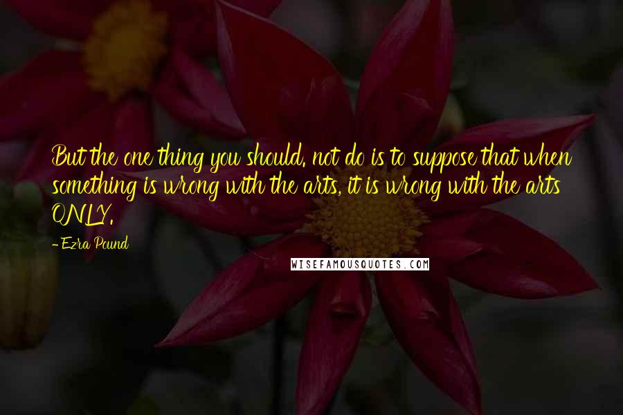 Ezra Pound Quotes: But the one thing you should. not do is to suppose that when something is wrong with the arts, it is wrong with the arts ONLY.