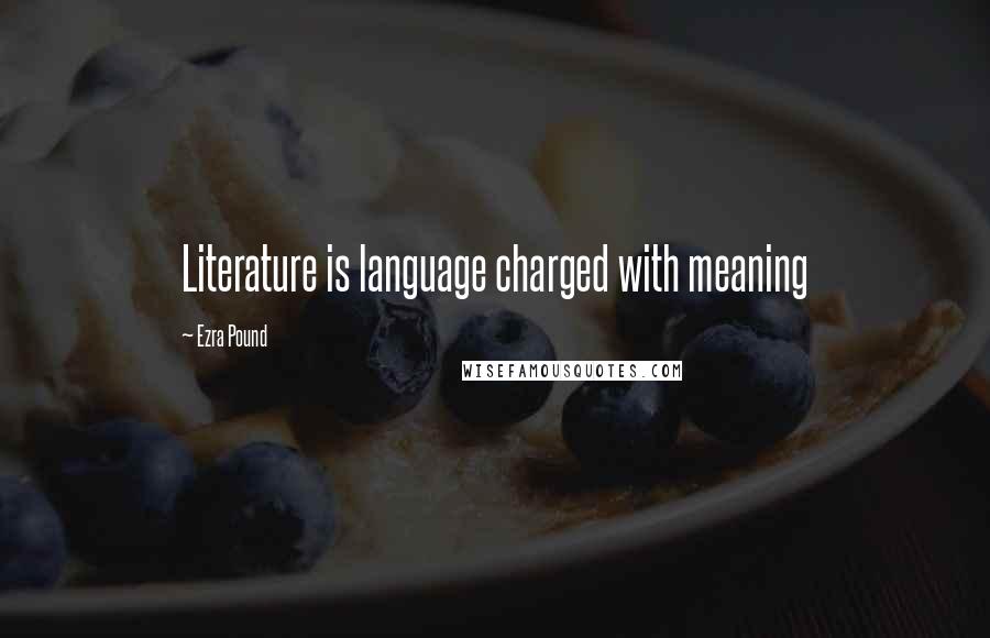 Ezra Pound Quotes: Literature is language charged with meaning