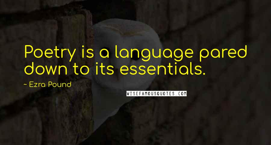 Ezra Pound Quotes: Poetry is a language pared down to its essentials.
