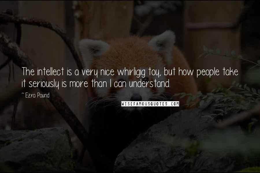 Ezra Pound Quotes: The intellect is a very nice whirligig toy, but how people take it seriously is more than I can understand.