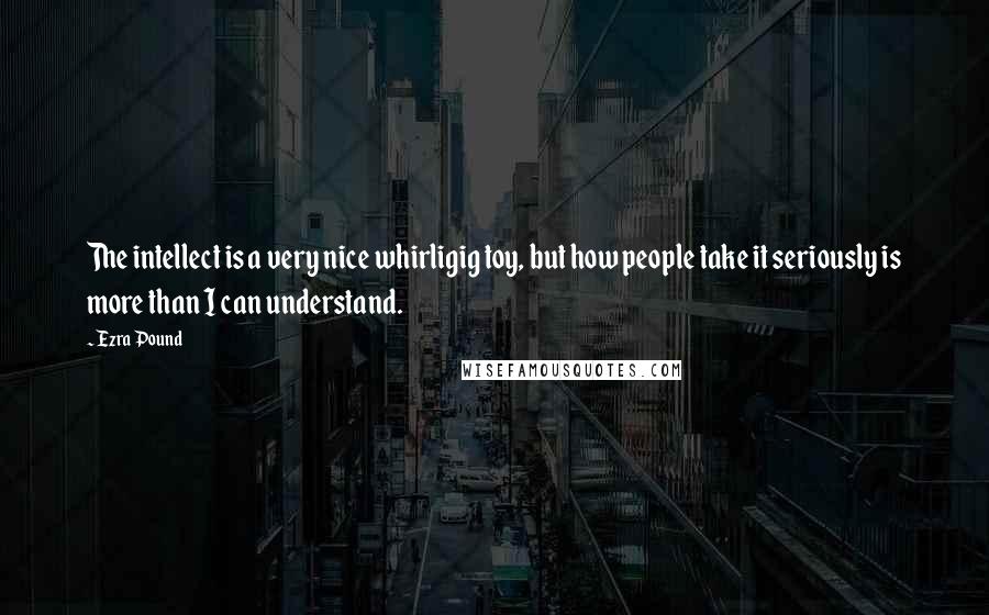 Ezra Pound Quotes: The intellect is a very nice whirligig toy, but how people take it seriously is more than I can understand.