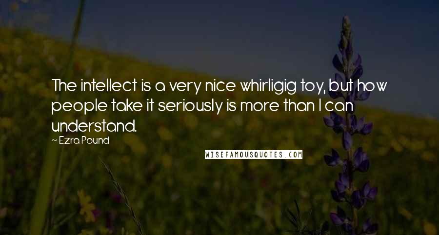 Ezra Pound Quotes: The intellect is a very nice whirligig toy, but how people take it seriously is more than I can understand.