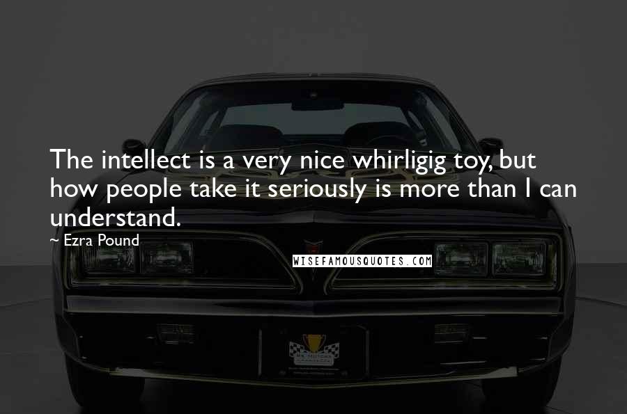 Ezra Pound Quotes: The intellect is a very nice whirligig toy, but how people take it seriously is more than I can understand.
