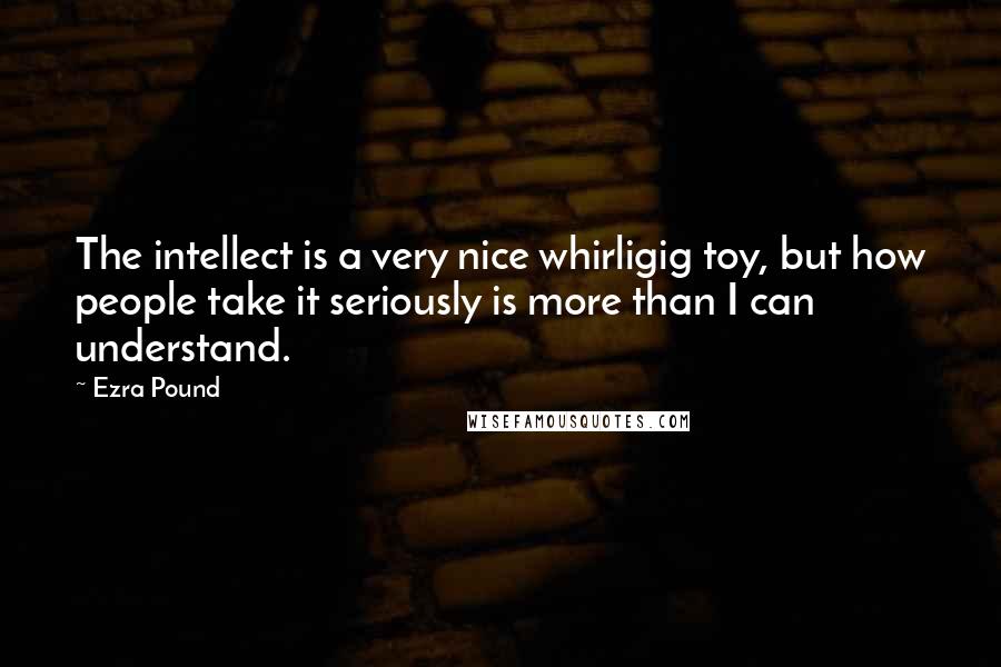 Ezra Pound Quotes: The intellect is a very nice whirligig toy, but how people take it seriously is more than I can understand.