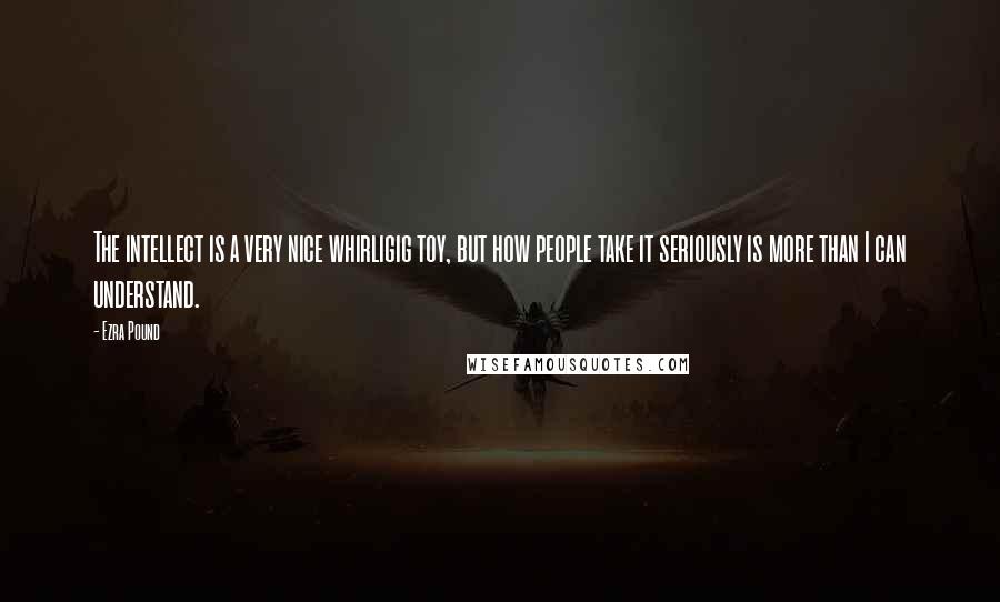 Ezra Pound Quotes: The intellect is a very nice whirligig toy, but how people take it seriously is more than I can understand.