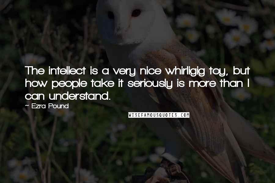 Ezra Pound Quotes: The intellect is a very nice whirligig toy, but how people take it seriously is more than I can understand.