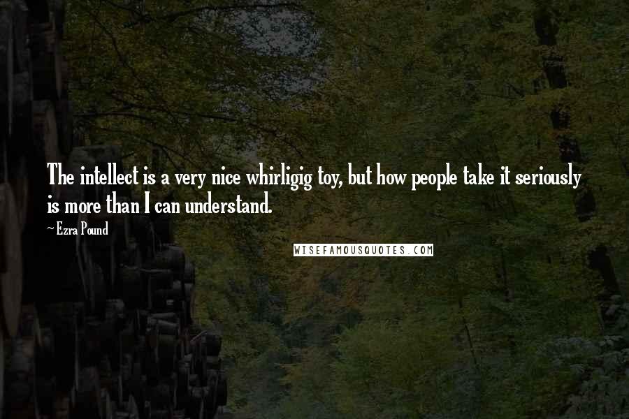 Ezra Pound Quotes: The intellect is a very nice whirligig toy, but how people take it seriously is more than I can understand.