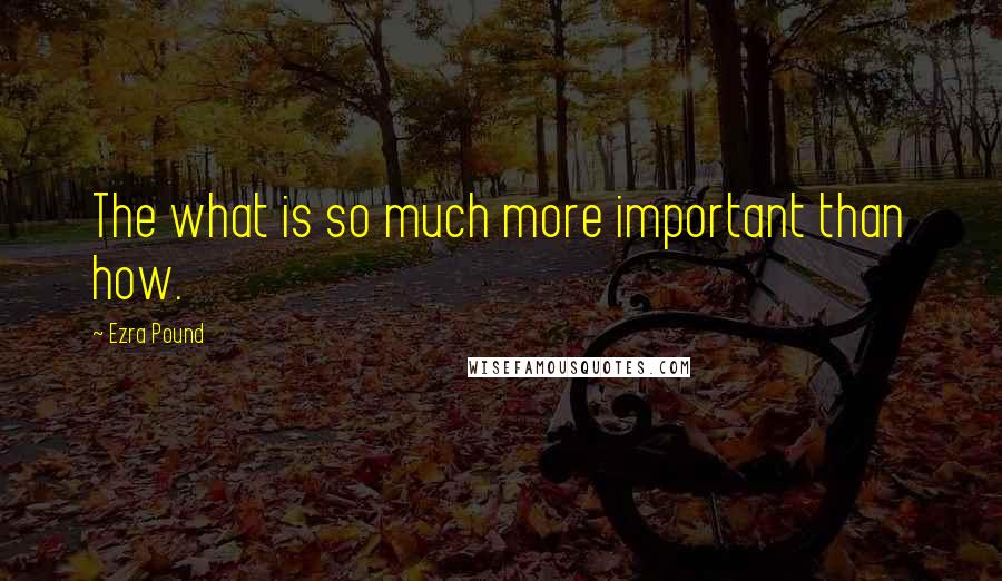 Ezra Pound Quotes: The what is so much more important than how.