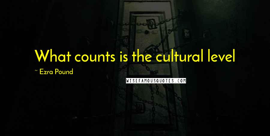 Ezra Pound Quotes: What counts is the cultural level